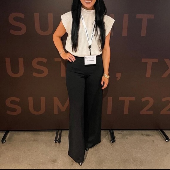 Ivory / black Mock-neck knit Sweater shoulder pad Vest - Picture 11 of 13